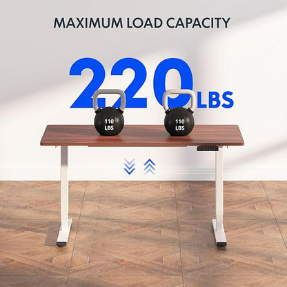 FLEXISPOT E6 3-Stage Dual Motor Electric Standing Desk 48 x 30 Sit Stand Up Desk, Holds 220 lbs, Adjustable Height w/Memory Presets, One-Piece Mahogany Desktop & White Frame, Ships in 2 Boxes