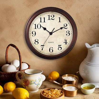 HYLANDA Wall Clock, 9 Inch Silent Non Ticking Classic Battery Operated Clocks, Decorative for Living Room, Bedrooms, Bathroom, Kitchen Office (Bronze)
