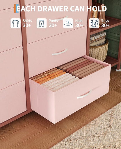 GarveeHome Dresser with 16 Drawers & Hanging Rod & Shelves, Fabric Storage Organizer for Bedroom, Closet, or Entryway