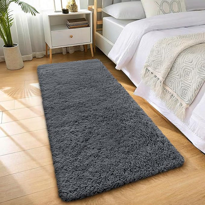 OLANLY 3x6 Machine Washable Runner Rugs for Hallway, Soft Fluffy Shaggy Bedside Rugs for Bedroom, Living Room, Indoor Floor Carpet for Kids Girls and Boys, Nursery Rooms, Home Decor Aesthetic, Grey