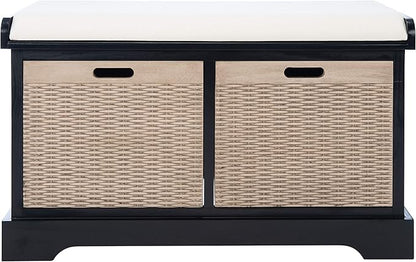 Safavieh Home Collection Landers Black 2-Drawer/Cushion Storage Bench (Fully Assembled) BCH5702B