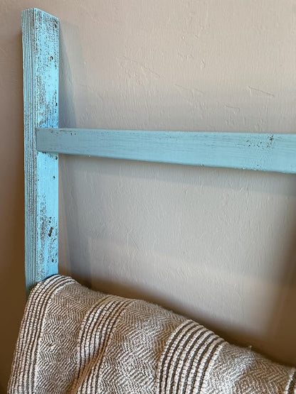 BARNWOODUSA Rustic Farmhouse Decorative Ladder - Our 6 ft Ladder can be Mounted Horizontally or Vertically and is Crafted from Upcycled Wood No Assembly Required Robins Egg Blue