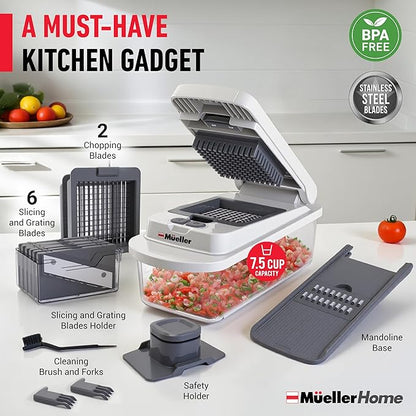 Mueller The Real Original Pro Chopper since 2013 Vegetable Chopper Mandoline Slicer, 8 Blade Food Veggie Chopper Onion Vegetable Cutter with Container, Kitchen Gadgets & Essentials, (10 in 1)
