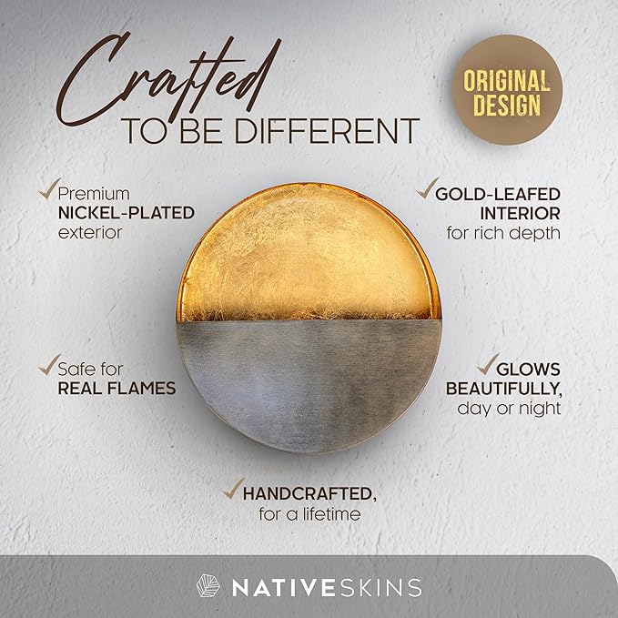 NativeSkins Eclipse Metal Wall Candle Sconces Set of Two Wall Candle Holders - Set of 2 Handcrafted Decorative Tea Light Sconce for Living Room Decor Gold Tea Holder