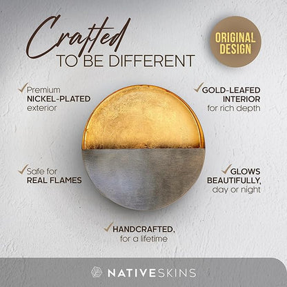 NativeSkins Eclipse Metal Wall Candle Sconces Set of Two Wall Candle Holders - Set of 2 Handcrafted Decorative Tea Light Sconce for Living Room Decor Gold Tea Holder