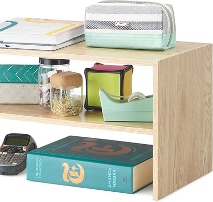 Whitmor Wood Stackable 2-Shelf Shoe Rack, White Oak, 24 inches