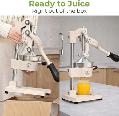 Zulay Kitchen Cast Iron Juicer - Heavy Duty Manual Juicer with Detachable Strainers for Easy Cleaning, Orange Juice Press for Citrus Fruits, Perfect for Bartenders, Juice Lovers & Health Enthusiasts