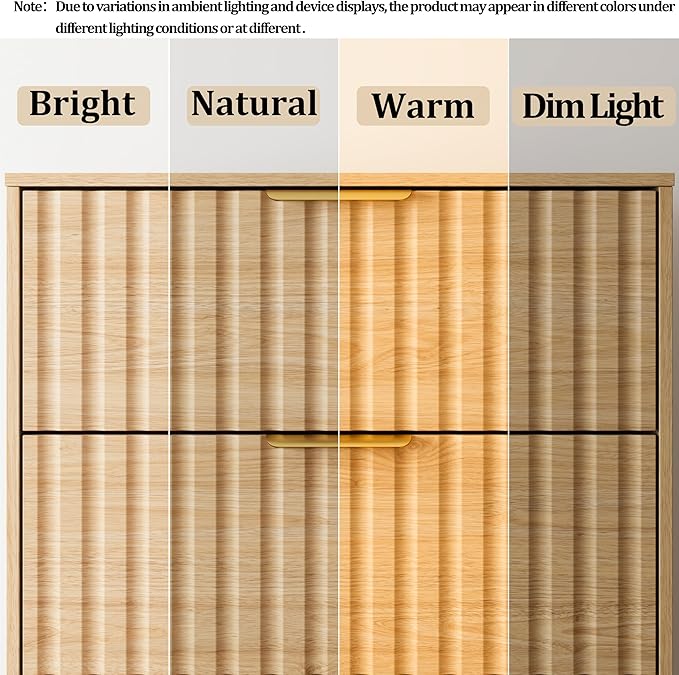 Fluted 3 Drawer Dresser for Bedroom, 30" Tall Modern Wood Dressers Chest of Drawers with Metal Handle, Large Nightstand End Table for Living Room, Closet, Entryway, Natural Oak