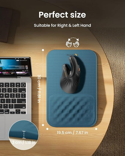 ProtoArc Ergonomic Mouse Pad with Wrist Rest, MP50 Mousepad with Massage Design, Soft Memory Foam and Non-Slip PU Base for Pain Relief, Desk, Home, Office, 12x8 Inches, Blue (Mouse Not Included)