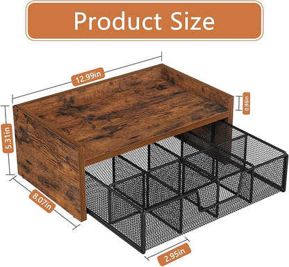 YINMIT Tea Bag Organizer, Tea Bag Holder with Drawer, Wood Tea Box Organizers and Storage Chest, Tea Station Chest Display for Countertop Kitchen, Office