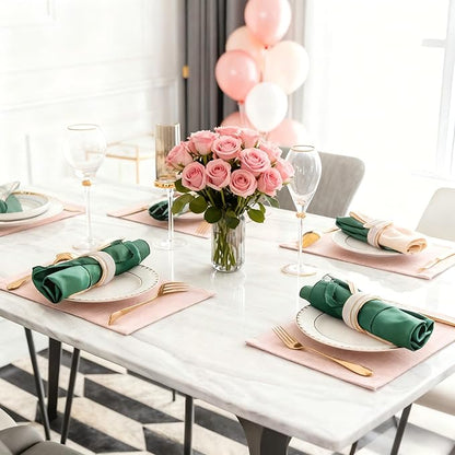 Home Brilliant Placemats Set of 6 Pink Apricot Table Place Mats for Women Wedding Valentines Decoration Blush Placemats Washable Place Mats for Dining Kitchen Restaurant Table, Pink