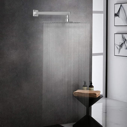 HarJue Shower Head with Extension Arm, High Pressure Square with ShowerArm, Stainless Steel Rainfall-Waterfall Full Body Coverage (12'' Shower with 16'' Arm, Brushed Nickel)