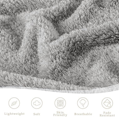 Exclusivo Mezcla Fleece Bed Blankets Queen Size, Ultra Soft, Lightweight and Fuzzy Light Grey Blanket for Women, Home Decor, 90x90 Inches