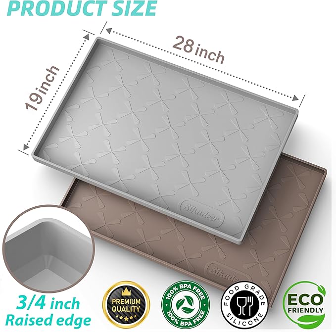 SIKADEER 28" x 19" Under Sink Mat Waterproof, Silicone Mat Kitchen Drawer Shelf and Cabinet Liner, Sink Protector for Kitchen Organizers and Storage, Boot Tray Pet Food Mats