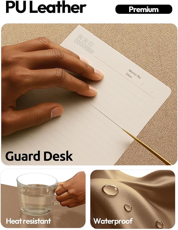 YSAGi Leather Desk Protector, Office Mat, Large Mouse Mat, Non-Slip PU Leather Blotter, Laptop Desk Mat, Waterproof Writing Pad for Office and Home(Shiny Bronze, 63" x 17.2")