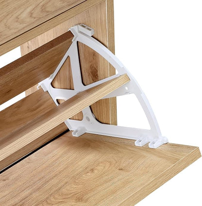 XIAO WEI Shoe Cabinet, Natural Semi Circle Rattan Shoe Storage Organizer Cabinet with 2 Flip Drawers, Freestanding Shoe Rack with Adjustable Shelf for Entryway (Large Size)