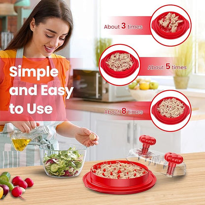 Chicken Shredder Tool Twist Large - 10'' Pro Meat Shredders for Chicken Breast,Visible Kitchen Gadgets Grinder Machine with Brush,Strong Anti-Slip Strip,Ergonomic Handle,BPA Free (Red)