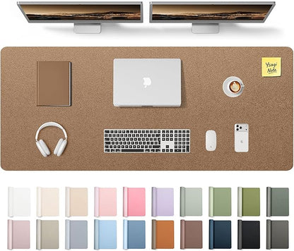 YSAGi Leather Desk Pad Protector, Office Desk Mat, Large Mouse Pad, Non-Slip PU Leather Desk Blotter, Laptop Desk Pad, Waterproof Desk Writing Pad for Office and Home (Shiny Bronze,55" x 17.2")