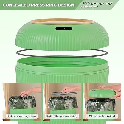 Pukomc Smart Sensor Wastebasket, Convenient and Hygienic Easy to Use, Technology Sensor Waterproof Wastebasket Plastic Trash can for Kitchen, Bathroom, Bedroom, Living Room, Office and Outdoor Green