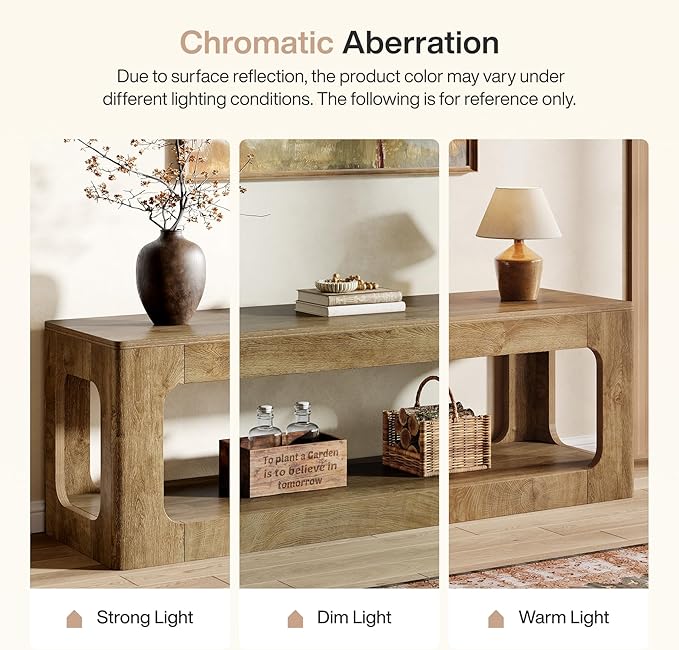 Tribesigns 63-Inch Farmhouse Entryway Table with Storage Shelf, 2-Tier Sofa Console Table with Circle Design for Living Room, Hallway, Foyer, Brown