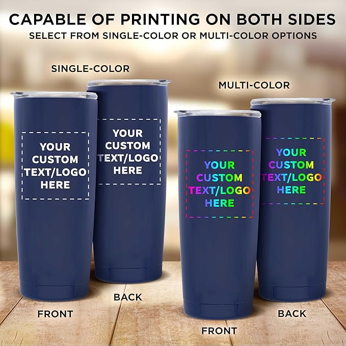 Custom Pipette Stainless Steel Coffee Tumblers 20 oz. Set of 12, Personalized Bulk Pack - Double Wall, Perfect for Coffee, Hot Cocoa, Other Hot & Cold Beverages - Blue
