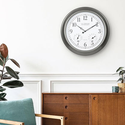La Crosse Technology Atomic Analog Clock with Temperature and Humidity, 18" Dia. (404-00237)