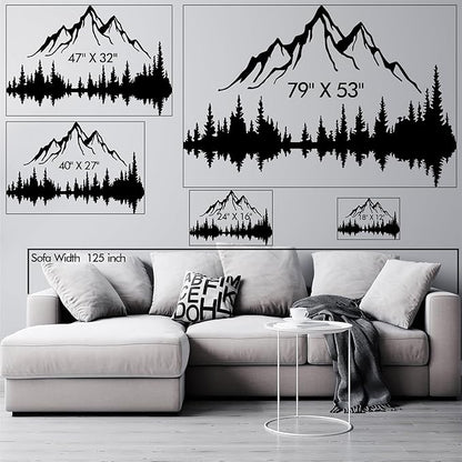 Wita Home Mountain and Forest Metal Wall Art, Wall Mounted Home Decor, Pine Trees and Mountain Wall Art for Living Room, Bedroom or Office, Large Outdoor Wall Decor, Nature Christmas Decor (Black, 96x64 inches)