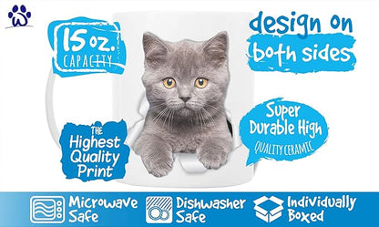 Winston & Bear British Shorthair Cat Mug - Grey Kitten Ceramic Coffee Mug - Perfect British Shorthair Cat Gifts - Funny British Shorthair Kitty Cat Coffee Mug for Cat Lovers (15oz)