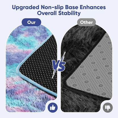 Rainbow Fluffy Rugs for Girls Bedroom: 4x6 Large Shag High Pile Area Rug Upgrade Non-Slip Plush Fuzzy Living Room Rug Shaggy Soft Indoor Floor Carpet Nursery Rugs for Kids Baby Toddler Home Decor