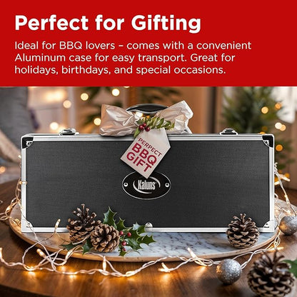 Kaluns 32 Psc Grilling Accessories, Dad Gifts for Fathers Day, Heavy Duty Stainless Steel Grill Set BBQ Grill Accessories for Outdoor Grill with Aluminum Case and Apron, Best Gifts for Men