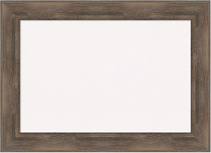 Amanti Art White Cork Board for Wall, 21x29 Vision Board with Brown Wood Frame, Medium Corkboard Office Decor for Home Organization, Country Rustic Corkboard Pinboard to Display Items for Home