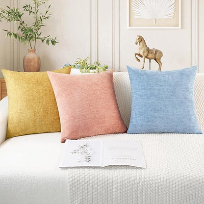 CaliTime Throw Pillow Covers Decorative 22 X 22 Inches Pack of 2 Cozy Chenille Cushion Cases for Couch Sofa Bed Living Room Home Baby Blue