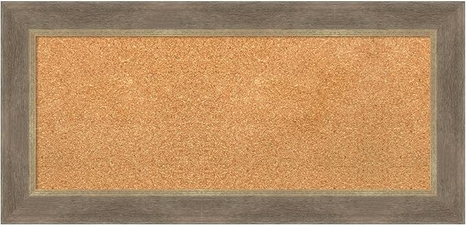 Amanti Art Natural Cork Board for Wall, 17x35 Vision Board with Brown Wood Frame, Medium Corkboard Office Decor for Home Organization, Coastal Corkboard Pinboard to display items for home organization