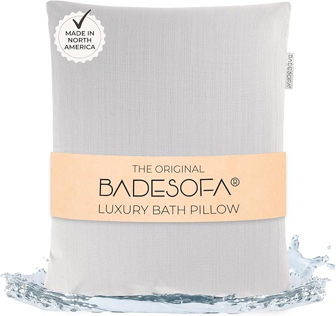 BADESOFA® Luxury Bath Pillow S - Ultra Comfortable & Quick-Drying Bath Back Pillow - Washable Full Body Bath Pillow for Bathtub - Therapeutic Head and Neck Support - Luxury Spa Cushion in Grey