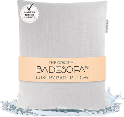BADESOFA® Luxury Bath Pillow S - Ultra Comfortable & Quick-Drying Bath Back Pillow - Washable Full Body Bath Pillow for Bathtub - Therapeutic Head and Neck Support - Luxury Spa Cushion in Grey