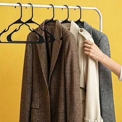 Utopia Home - Plastic Hangers 20 Pack - Space Saving Clothes Hanger - Durable and Strong Closet Organizers and Storage Makes It Ideal Stocking Stuffers or Apartment or Dorm Room Essentials (Black)