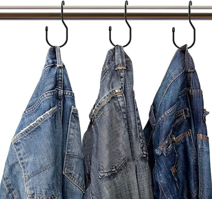 Unique Twist Design Bag Hanger Purse Hooks - 5 Inch Large Size Closet Rod Hooks for Hanging Bags, Purses, Handbags, Belts, Scarves, Hats, Clothes, Pans and Pots (12 Pack)