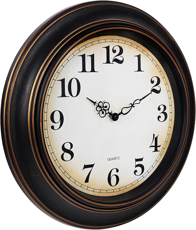 18 Inch Retro Large Wall Clock for Living Room Decor,Silent Vintage Wall Clocks Battery Operated for Farmhouse Office Wall Decor(Bronze)