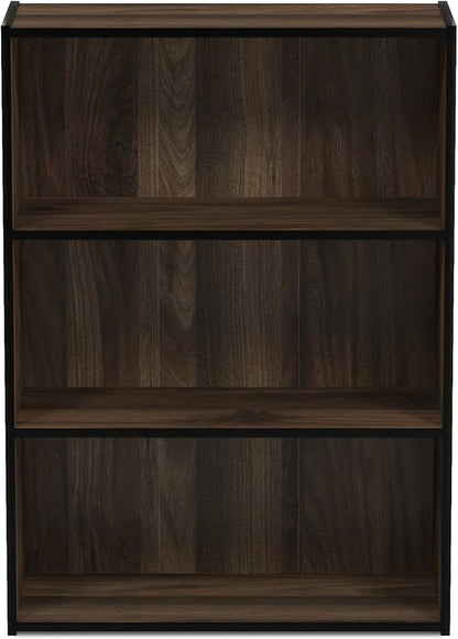 Furinno PASIR Book Shelf, 3-Tier Bookshelf, Storage Shelves Bookcase, 9.7 x 23.7 x 31.5, for Living Room, Bedroom, Home Office, Columbia Walnut