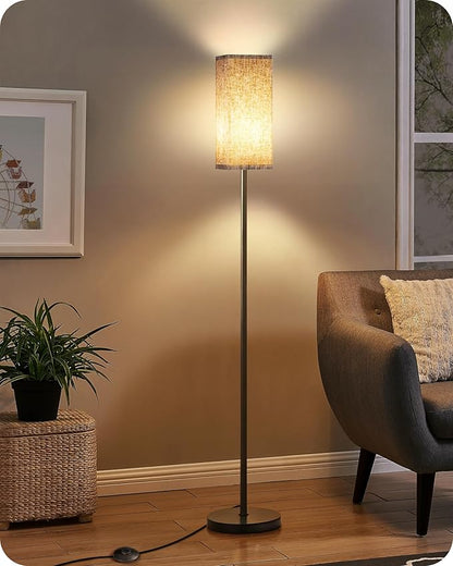 64.2” Dimmable Floor Lamp for Living Room with Remote and Foot Switch, Corner Floor Lamp for Bedroom, Includes 10W A19 Bulb, Modern Standing Tall Lamp, ETL Listed Beige and Black E17LD05