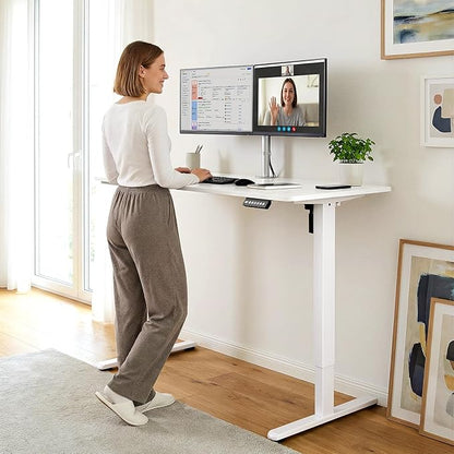 Electric Standing Desk Adjustable Height 40 x 24 Inch, Small Sit Stand Desk, Stand up Desk for Home Office, Computer Workstation (Spliced Desktop,White)