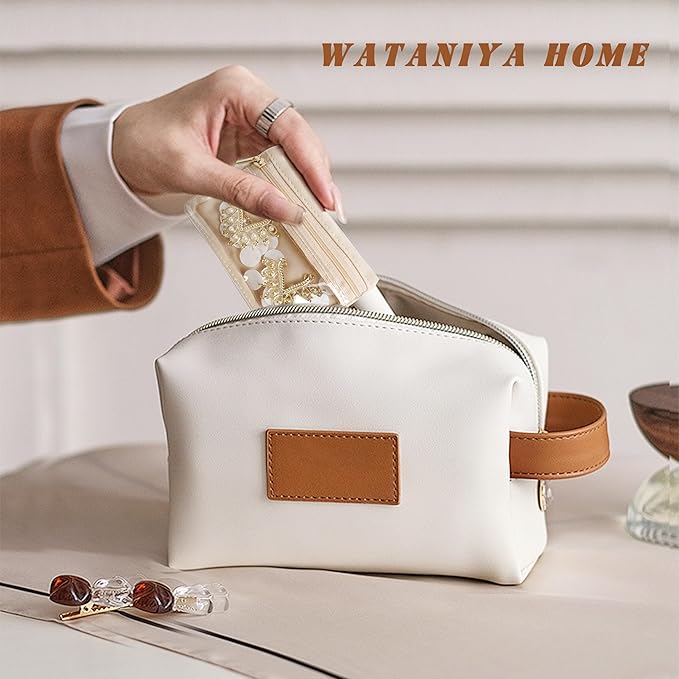 6 Pcs Travel Jewelry Organizer, Velvet Mini Pouch with Clear Zipper Pocket, Lightweight Jewelry Storage Organizer for Rings Earrings Necklaces, Travling Gift for Women Girls (Beige)