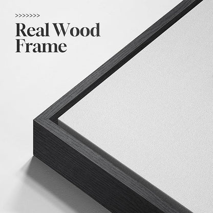 Framed Black and White Abstract Wall Art, Modern Canvas Prints Paintings Artwork for Walls, Minimalist Monochrome Abstract Pictures for Living Room Dining Bedroom Lounge Office Wall Decor 24x36 In