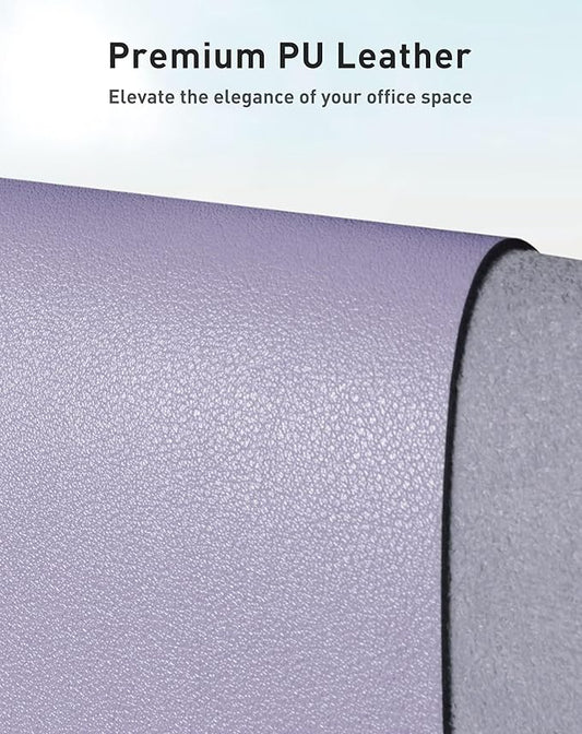 Aothia Faux Leather Desk Mat - Large Mouse Pad, Non-Slip PU Leather Blotter, Waterproof Writing Surface for Office and Home (Lavender, 63" x 17")