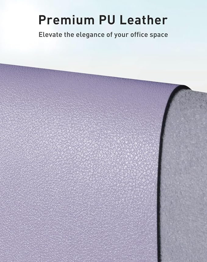 Aothia Faux Leather Desk Mat - Large Mouse Pad, Non-Slip PU Leather Blotter, Waterproof Writing Surface for Office and Home (Lavender, 40" x 24")