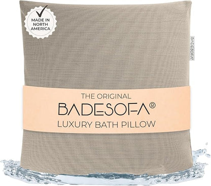 BADESOFA® Luxury Bath Pillow M - Lusciously Soft & Comfortable Tub Pillow for Bathtub - Washable & Quick-Drying Bath Back Pillow - Non-Slip Full Body Tub Pillow - Luxury Spa Cushion in Beige