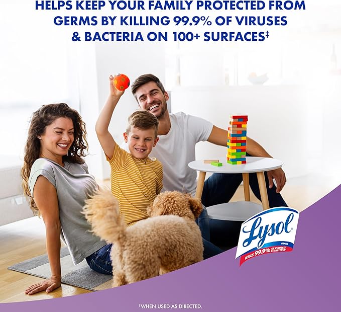 LYSOL Disinfecting Wipes, All Purpose Cleaner, Multi-Surface Antibacterial Cleaning Wipes, Household Cleaning Supplies, Dorm Essentials, Lavender + Mango Scents, 80 ct. (4 Pack)