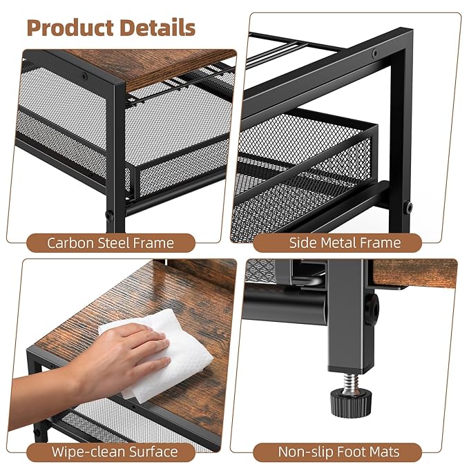 Kssiaz K Cup Holder, 2-tier Coffee Pod Holder for 48 Pods, K Cup Drawer Organizer with Sliding Storage Drawer, Coffee Bar Station Organizer for Countertop, Space Saving, Home & Office, Black