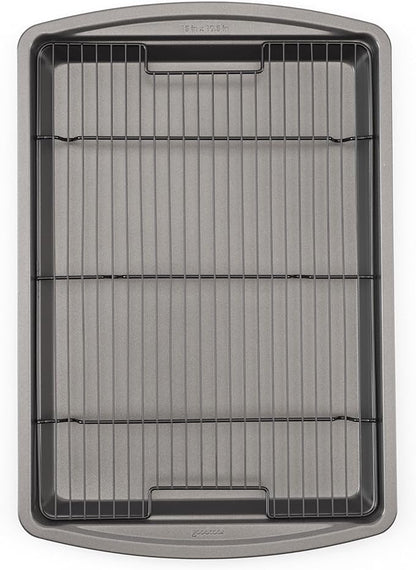 GoodCook 15” x 10.5” Nonstick Carbon Steel Baking Pan & Raised Wire Rack – Pizza Crisper,Crispy Bacon,Multipurpose Cooking Sheet Pan,Cooling Rack,Kitchen Cookware Set,Dishwasher Safe,(Pack of 12)