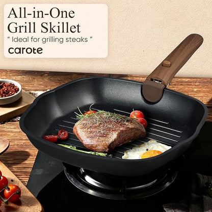 CAROTE 23pcs Pots and Pans Set Non Stick with Detachable Handle, Nonstick Cookware Sets, Kitchen Cooking Set - Camping Cookware, Oven/Dishwasher Safe, Induction Compatible